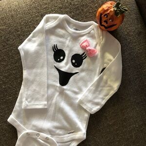 Boutique Handmade Halloween Ghost Onesie NWOT